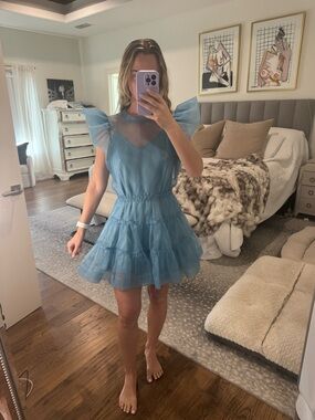 Jonathan Simkhai Ruffled Blue Mini Dress